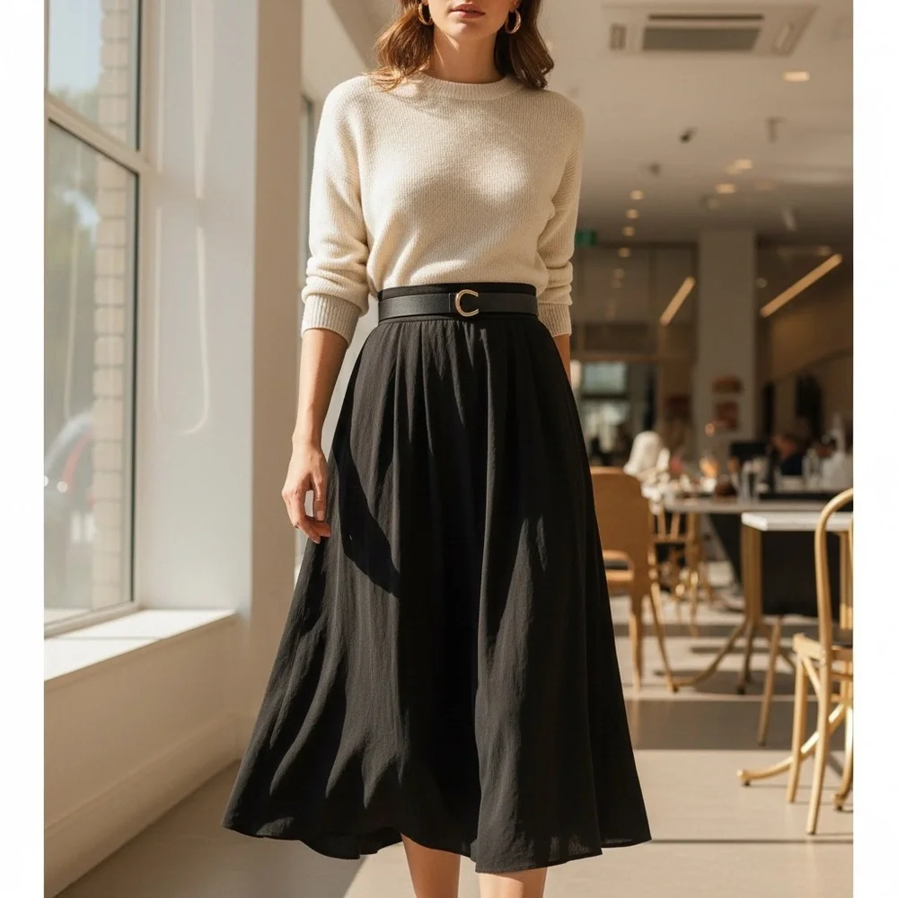 Classic Black Leather Gold C Buckle Belt - Picture 5 of 10